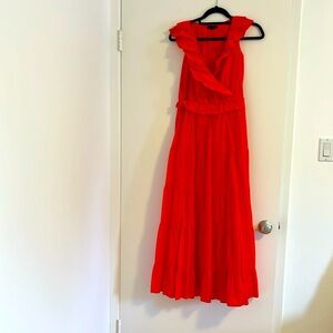J Crew sleeveless ruffled Maxi Dress